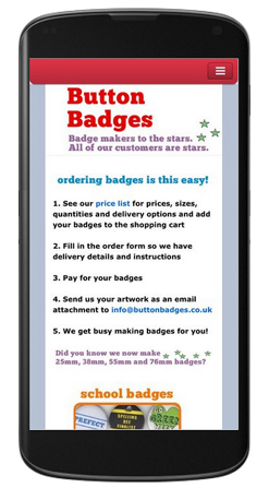 New button badge website on a mobile phone