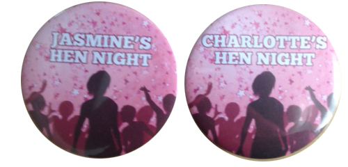 Hen Night Badges With Bride's Name