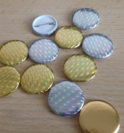 Plain Metallic Diamond Effect Button Badges
