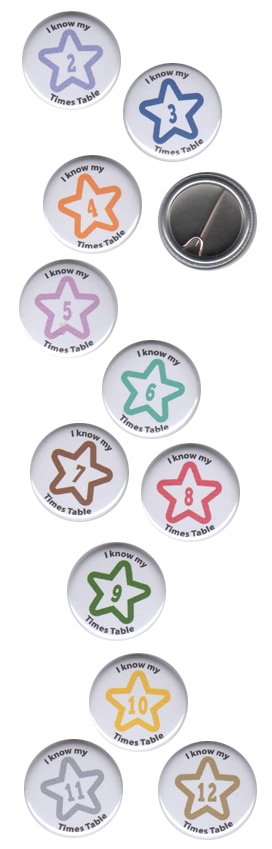 Star Times Table Badges For Schools