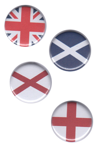 badges of flags that make up the Union flag