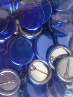 Plain Metallic Blue Button Badges