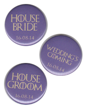 Wedding Favour Button Badges (Game Of Thrones theme)