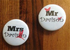 Personalised Wedding Badges